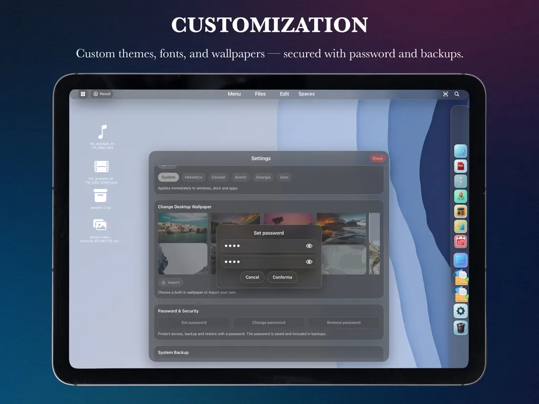 DeskX iPadOS workspace screenshot